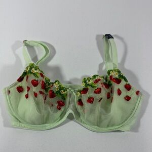 NWT! Victoria's Secret Light Green Bra with Red Floral Design Unlined